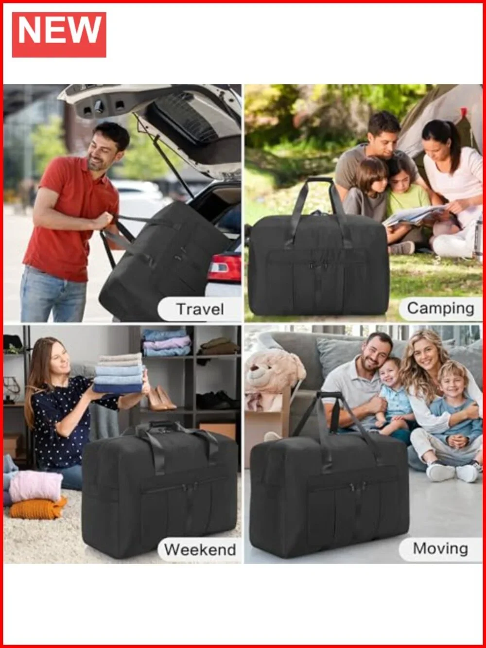 Large Foldable Travel Duffel Bag, 110L Collapsible Storage